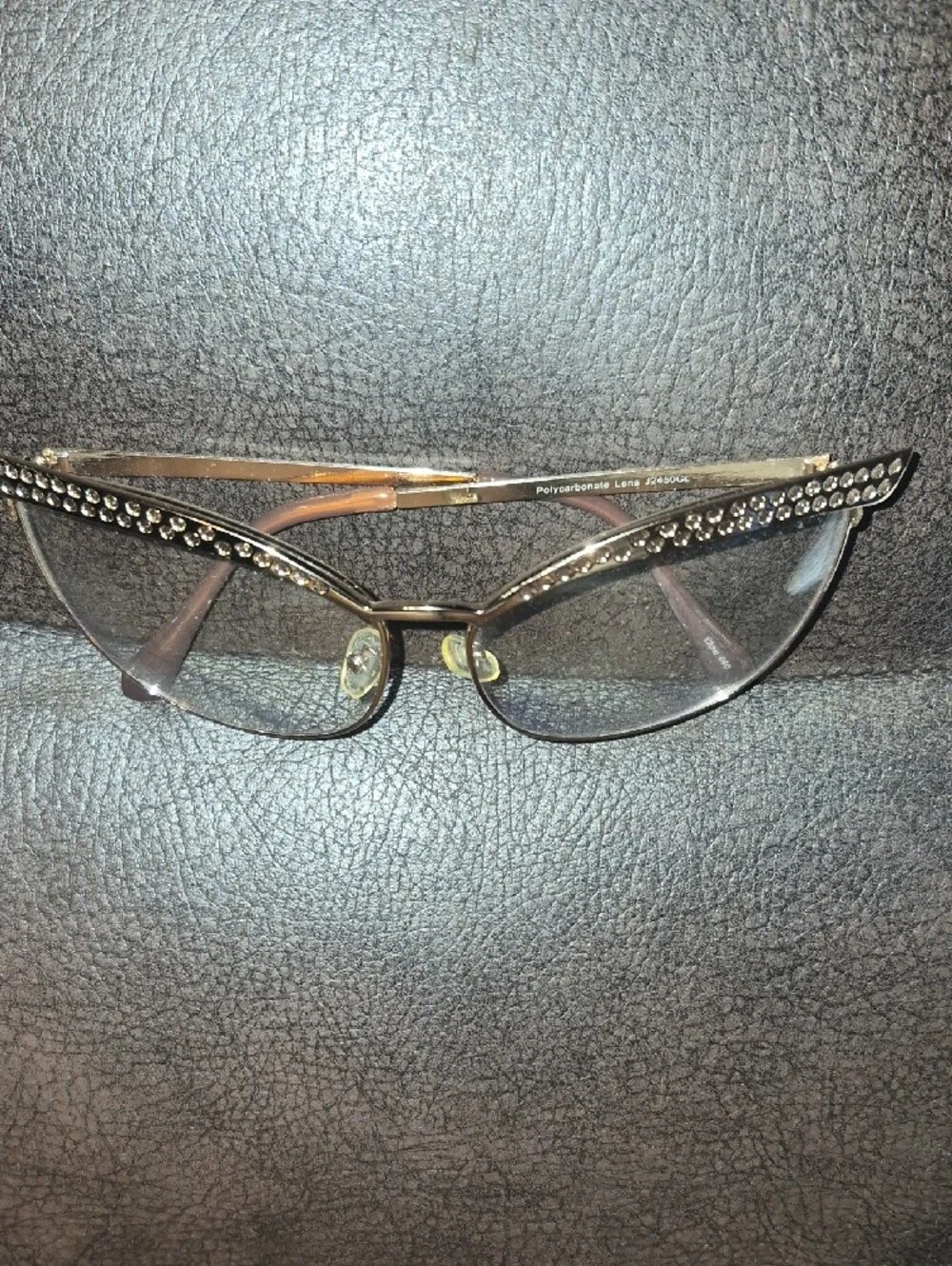 Embellished Cat Eye Rose Gold Glasses Oversized